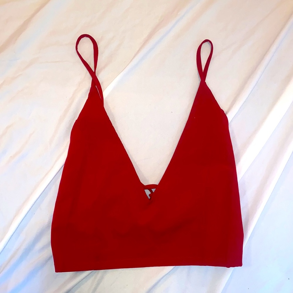 lace up back crop top